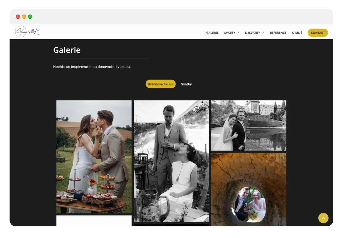Ukázka sekce webu fotografky - část galerie.